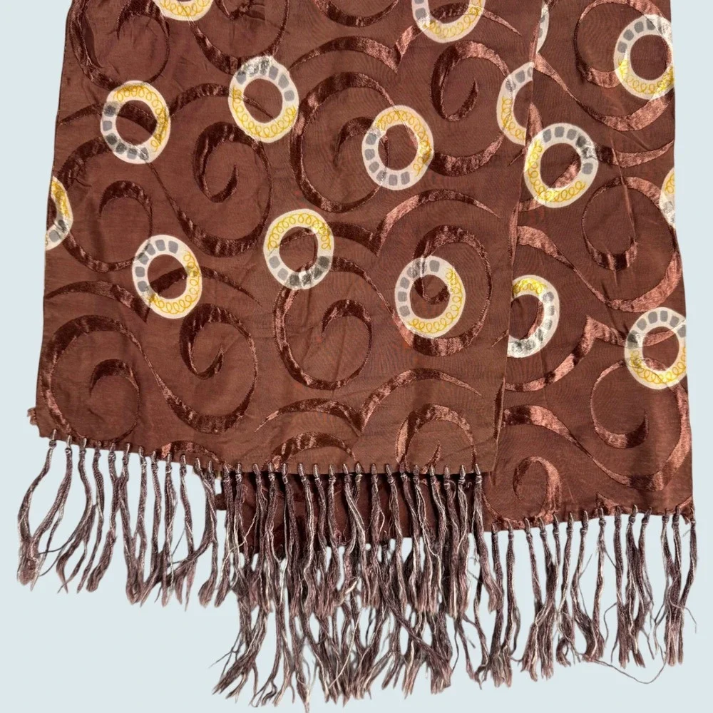 Vintage 1940s Scarf by Cisco Men's Rayon Evening Scarf Fringed Abstract